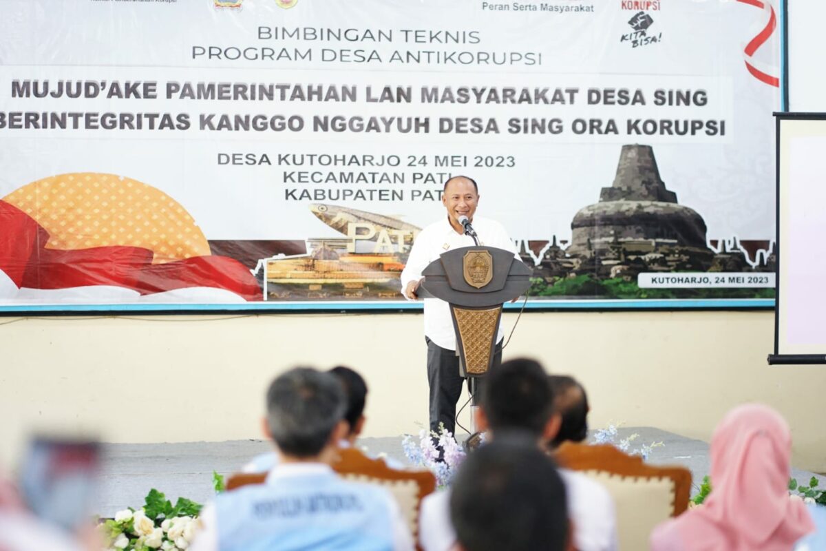 PJ BUPATI PATI : Sambutan di acara Bimbingan Teknis (Bimtek) Program Desa Antikorupsi 2023. ( Istimewa )